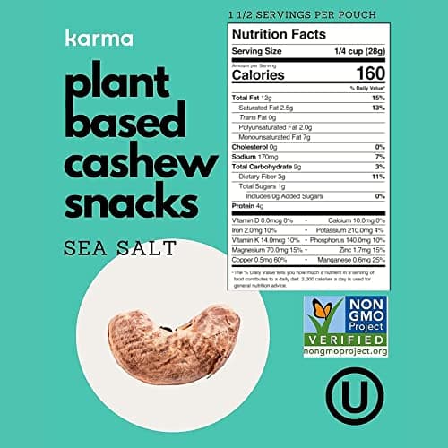 Whole 30 Variety Pack Cashews by Karma Nuts, Whole, Roasted, Vegan, Zero Sugar, Non GMO, Gluten Free, Low Carb, Low Calorie, Everyday Nut Snack, 1.5 Ounce (6 Snack Packs) - Thumbnail 2