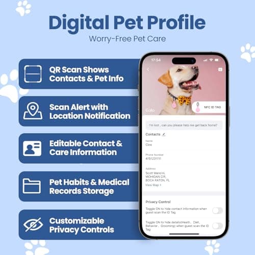 PawView Dog ID Tag with QR Code & NFC, Silent Silicone Dog Name Tags Personalized for Pets- Scan QR for Instant Location Alert, Emergency Contact and Modifiable Pet Profile (White) - Thumbnail 3