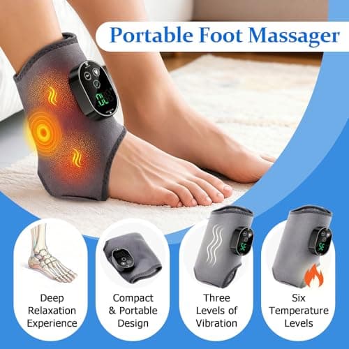 3-in-1 Foot Massager with Super Long Battery Life, USB Charging, 3 Vibration Modes, 6-Speed Temperature Control, Circulation and Pain Relief for Foot Relaxation, Ideal Mothers Day Gift,Grey 2Pack - Thumbnail 3