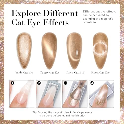 AZUREBEAUTY Cat Eye Nail Polish Quick Dry Nude Brown Magnetic Fingernail Polish no Gel Long-lasting Salon-Quality for Women Girl Gift 0.34 fl oz - Thumbnail 4