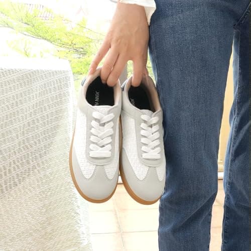 JENN ARDOR Lightweight Grey Sneakers for Women Fashion Lace-Up Tennis Shoes Casual Comfortable Non-Slip Work Walking Everyday Shoes 10 - Thumbnail 3
