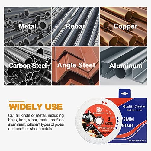 BRSCHNITT Diamond Cut Off Wheel,2pcs 3 Inch x 3/8 Inch Arbor Vacuum Brazed Diamond Saw Blades for Metal Steel Tube Iron Rebar Cutting Wheel (75mm 2pcs) - Thumbnail 5