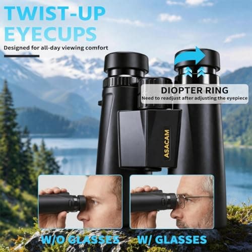Asacam 12x42 Binoculars for Adults, High Powered Binoculars with Large Eyepiece, Lightweight HD BAK4 Prism for Bird Watching, Travel, Hunting, Camping, Sports - Thumbnail 4