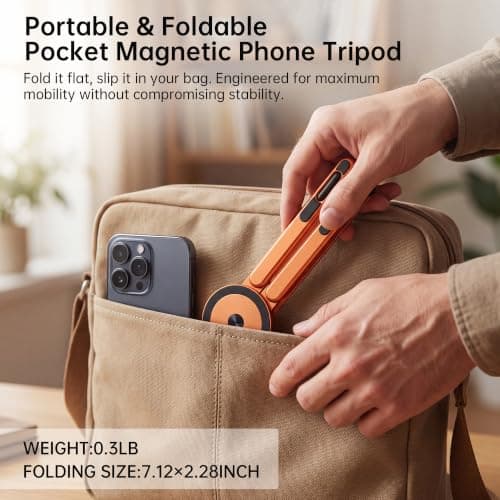 Laptop Stand for Desk, Foldable Aluminum Alloy Magnetic Computer Riser, Ergonomic 8-Level Adjustable Height Travel Laptop Holder,Multi-Functional Stand for 10–16"Laptop,4–13" Tablet and Phone - Thumbnail 3