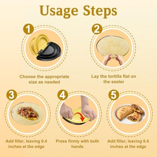 3-in-1 Tortilla Sealer - Adjustable Size For 6"-8-10" Crust,Detachable Tortilla Sealer Leak-proof Shark Tooth Design Dishwasher Safe, Suitable for Burritos,Dumplings,Pancakes (Yellow) - Thumbnail 5