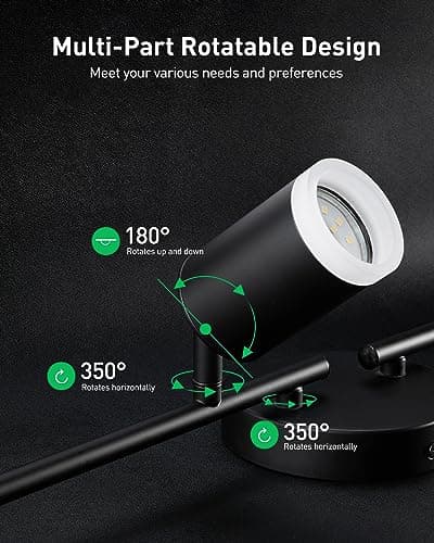 Bojim Flexible Led Track Lighting, 4-Light Black Track Lighting Fixtures Ceiling, Ceiling Spotlight with Foldable Light Arms for Kitchen, Closet, Bedroom(GU10 Socket, Bulbs Not Included) - Thumbnail 4