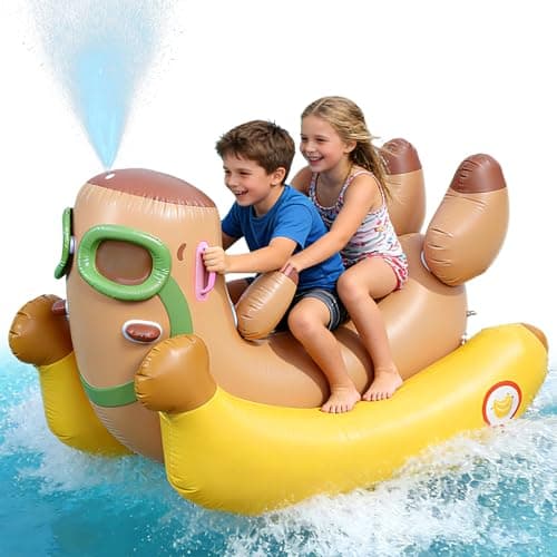 Skirfy Inflatable Swimming Pool Float for Kids with Sprinkler for Yards, 3-in-1 Summer Water Toys Large Pool Raft Outdoor Party Toys - Image 1