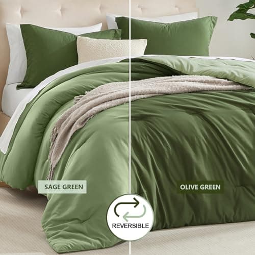 satisomnia Lightweight Green King Size Comforter Set, 3 Piece Comforter King Size - Thumbnail 2