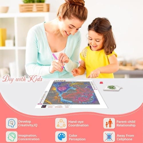 KEYRANKE 2 Pack Princess Diamond Painting Kits for Adults 5D DIY Diamond Art Kit Paint with Round Full Drill Diamonds for Beginners Gem Paintings Art for Home Wall Decor Gifts (12X12 Inch) - Thumbnail 6