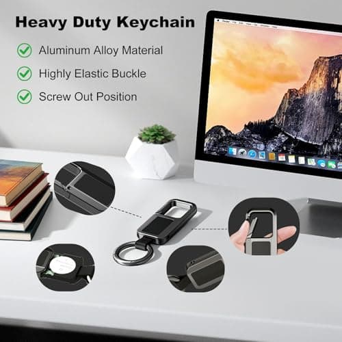 AI.QVOKA Key Chain Tracker Tag, Works with Apple Find My (iOS Only), Car Keychain Accessories for Men, Heavy Duty Key Tracker for Luggage, Backpacks and Suitcases (Black) - Thumbnail 5