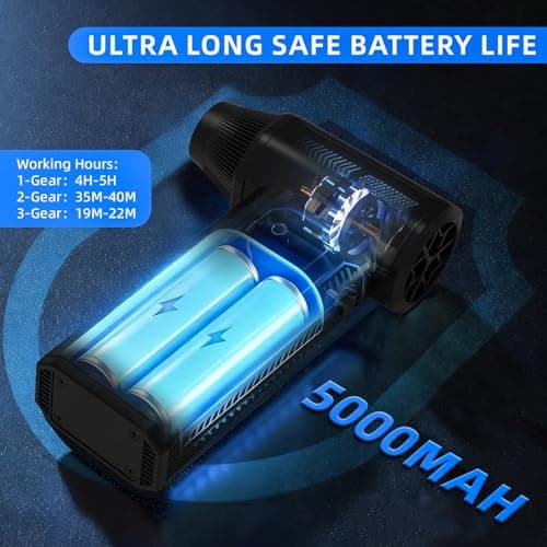 Cordless Compressed Air Duster 150000RPM Super Power Electric Air Duster 3 Gear Adjustable Mini Handheld Blower for Computer Keyboard Outdoor House and Car Cleaning Novyllis (Black) - Thumbnail 5