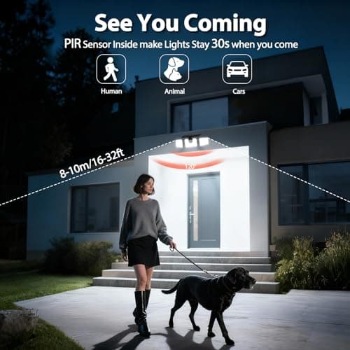 INCX Solar Lights Outdoor Waterproof, 3000 LM 156 LED Motion Sensor Outdoor Lights, 3 Heads Solar Powered Security Flood Light Motion Detected Spotlight for Patio Garage Yard Entryways, 2 Pack Black - Thumbnail 2