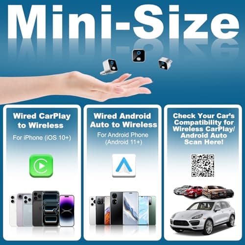Yunvolx Wireless CarPlay & Android Auto Adapter, One-Click Switch Mini Size WiFi 6 & Bluetooth 5.4 Adapter, Fast Auto-Reconnect, Compatible with iOS 10+/Android 11+, for Factory Wired CarPlay Cars - Thumbnail 6