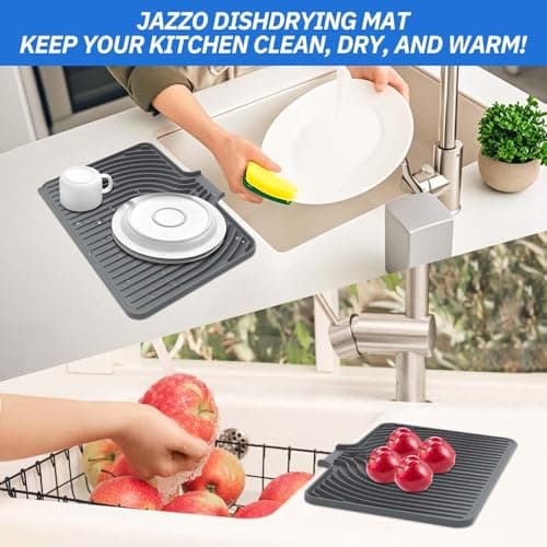 Silicone Sponge Holder for Kitchen Sink With Drain Spout, Self Draining, Kitchen Soap Tray, Bathroom Organizer, Sink Caddy, Perfect for Dispenser, Scrubber, Bottle, Cup on Counter (Gray, 15×10) - Thumbnail 5