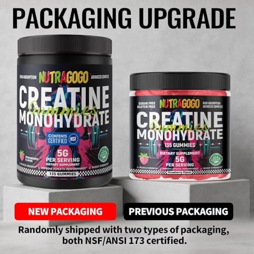 NUTRAGOGO NSF Certified Creatine Gummy - Creatine Monohydrate Gummies for Men & Women-5g of Creatine Monohydrate per Serving - Sugar Free,Vegan, Strawberry Electrolyte Chews, 135 Count - Thumbnail 4