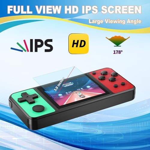 KAVOYI 32 Bit Handheld Games for Kids Built-in 139 Retro Video Games,3.0" IPS Screen Rechargeable Portable Arcade Gaming Player,Electronic Travel Toys for Boys Girls Birthday Green-Red - Thumbnail 3