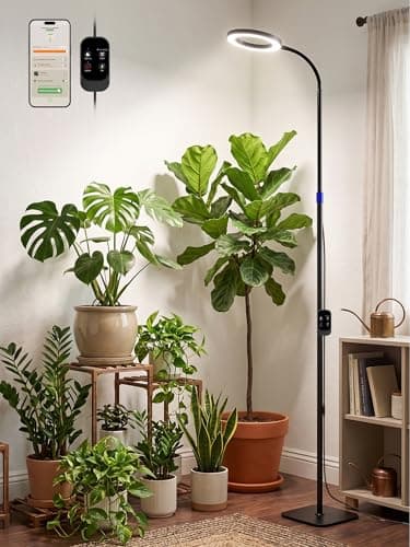 Smart Grow Light for Indoor Plants, 53.9"-67.5" Adjustable Height Full Spectrum LED Plant Light, APP Control with Auto Timer, Plant Assistant,Stepless Dimming, Ideal for Large Tall Plants
