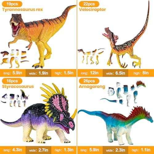 ECOHDT 8Pcs Lifelike 3D Puzzles for Kids,Dinosaur Building Toys for 5 6 7 8+ Year Old Boys Girls,Slot-Assembly Building Blocks,Dinosaur Realistic Figures Set,Educational Toys Ideal for Class,Party - Thumbnail 6