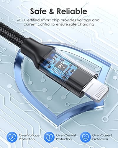 LENTION USB C to Lightning iPhone Cable MFi Certified Type C Fast Charging Cord 3.3ft, Nylon Braided Charger Cable Compatible iPhone 13/12/11/Mini/Pro/Max/X/XS/XR/8/SE,iPad Air/Pro/mini (Space Gray) - Thumbnail 5