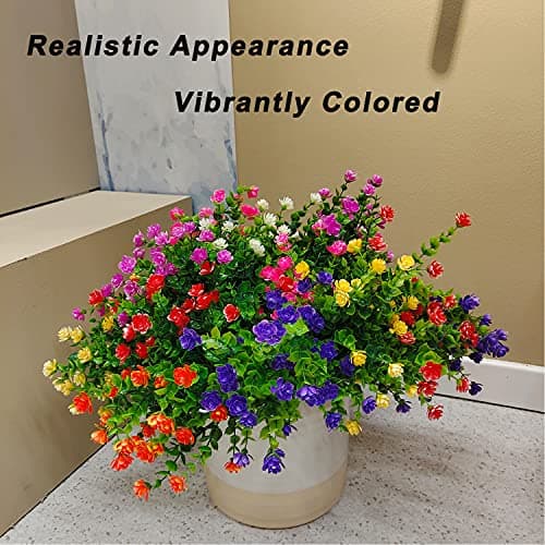 WEAUSUP 21 Bundles Outdoor Faux Plants UV Resistant Faux Bushes Plastic Artificial Flowers Fake Outdoor Plants for Home Garden Decor (7 Colors) - Thumbnail 4