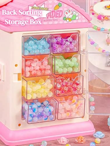 MAGTHIC Charm Bracelet Making Kit- Automatic Hand-Crank Pink House Toys that Inspires Creativity and Imagination, DIY Beaded Jewelry Maker Kit, Friendship Bracelets Birthday Gift for Girls Kids 6-12 - Thumbnail 4