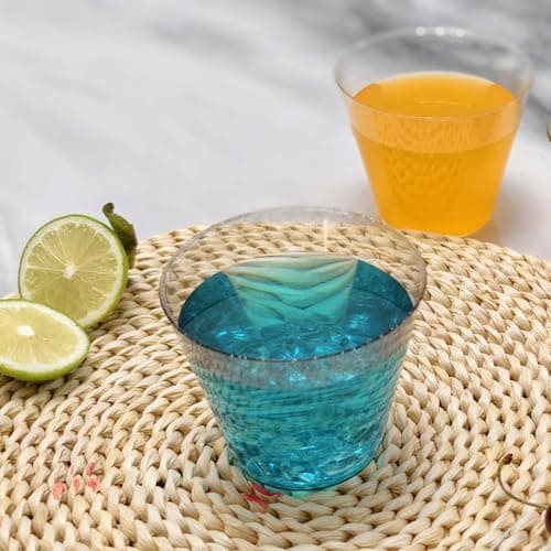 KINGSUSLAY 50Pack Glitter Sliver Plastic Cups, 9 oz Clear Fancy Disposable Cups,Clear Plastic Tumblers for Weddings,Birthday,Thanksgiving, Christmas,Halloween as Party Cups. - Thumbnail 3