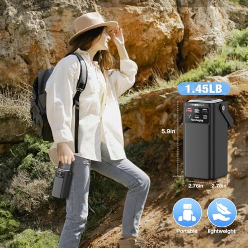 Portable Power Station 99Wh 27000mAh Portable Charger Power Bank with Camping Light 22.5W Fast Charging QC 3.0 PD Built in Cables Outdoor Generator for Hiking Fishing Travel - Thumbnail 5