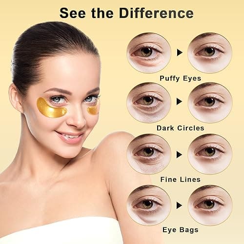 Under Eye Patches (48 Pairs) - 24K Gold Eye Masks Enriched with Abundant Collagen for Dark Circles, Puffiness, Smooth Fine Line, Nourish Skin Gifts for Women - Vegan & USA Tested - Thumbnail 6