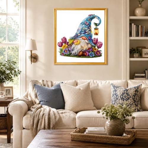 Gnome Wooden Puzzles for Adults 300 Piece, Unique Shape Wooden Jigsaw Puzzle for Adults, Challenging Large Dreamy Garden Gnome Flowers Puzzle, Creative Gift for Friend Family Game Wall Decor 15*14.5in - Thumbnail 5