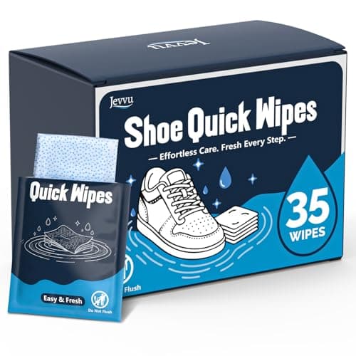 Jevvu Shoe Cleaner Wipes, 35 Individually Wrapped Sneaker Cleaning Wipes for Shoes, Portable Shoe Wipes for White Shoes, Leather & Rubber
