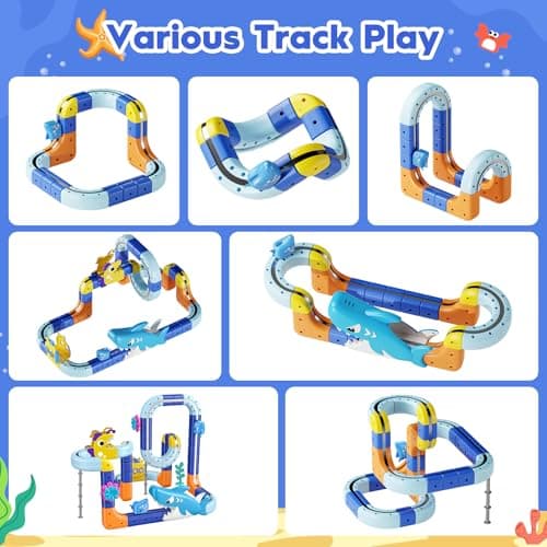 SnapGlowz Shark Electric Train Set Toys for Boys Girls 3-5: 3D Infinity Rail Cube Tracks for Kids Anti-Gravity Magnetic Train Easter Birthday Gifts STEM Toys for 3 4 5 6 7 8 Year Old Boy Girl (117PCS) - Thumbnail 6