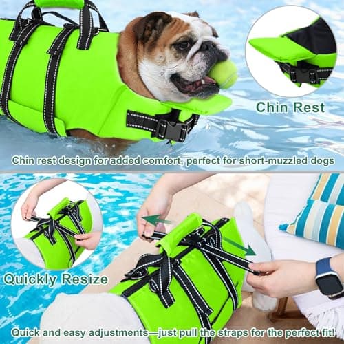 Fragralley Dog Life Jacket with Self-Locking Zipper, High-Buoyancy Ripstop Dog Swimming Vest, Floating Vest with Rescue Handle for Swimming and Boating, PFD Available for Small, Medium, and Large Dogs - Thumbnail 4