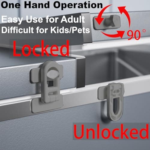 Bstsilver Refrigerator Lock 90 Degree Childproof for Cabinet Door Corner Drawer Freezer RV Oven Cupboard Closet, Fridge Latches Petproof Baby Proofing for Toddler Cat, Upgraded Adhesive (gray) - Thumbnail 3