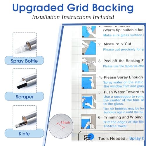 One Way Privacy Window Film,Sun Blocking Window Film with 3 Tools, Heat & UV Blocking Window Tint Film for Home, Easy Install DIY Office Window Covering See Out Not in (17.5 x 78.7 Inch, Black) - Thumbnail 2