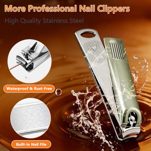 Nail Clippers Set 7 Pcs, Stainless Steel Toenail & Fingernail Clipper Set, Portable Travel Mens Nail Cutter, Manicure Grooming Kit for Men, Women, Gift Ideas (Brown) - Thumbnail 3