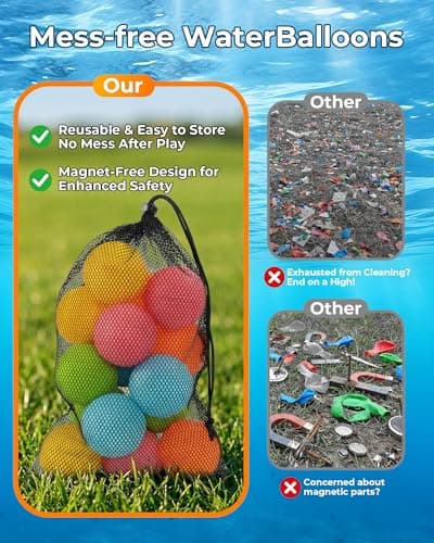 LADFAR 15Pcs Reusable Water Balloons for Kids & Family Outdoor Play – Quick Fill, Soft Silicone, Easy to Collect, No Magnets, Perfect for Yard, Pool Beach Games, Summer Water Toys - Thumbnail 6