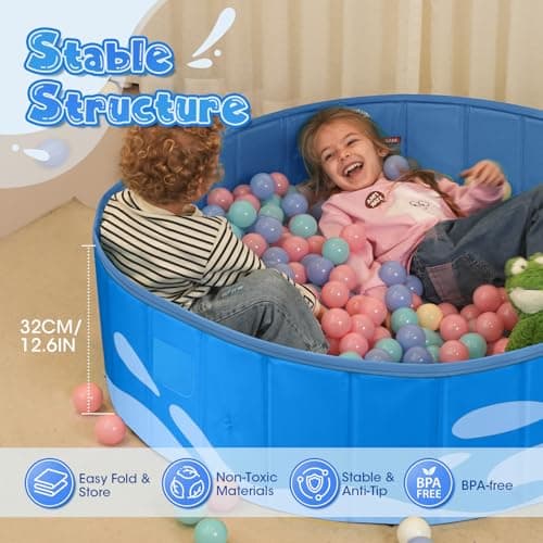 Peradix Paddling Pool for Kids and Dogs, 48" Portable Baby Pool with Canopy for Toddlers Summer, Foldable Kiddie Tent with Sun Shade Outside Water Toys for Backyard Beach, Easy Setup & Carrying Bag - Thumbnail 2
