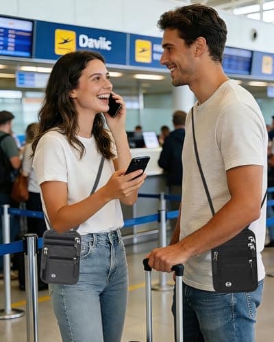 Sizobi Neck Wallet for Traveling Women Men, RFID Blocking Nylon Passport Holder Travel Pouch, Family Travel Document Organizer Passport Wallets,International Travel Must Haves Travel Accessories - Thumbnail 2
