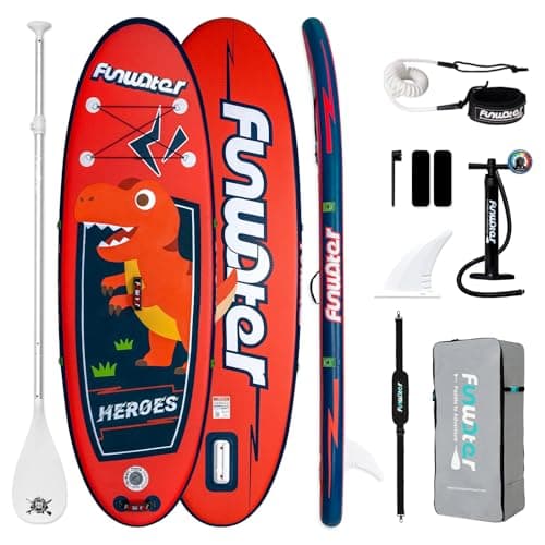 FunWater SUP Inflatable Stand Up Paddle Board Ultra-Light Inflatable Paddleboard with SUP Accessories, Fins, Adjustable Paddle, Pump, Backpack, Leash, Waterproof Phone Bag - Image 1