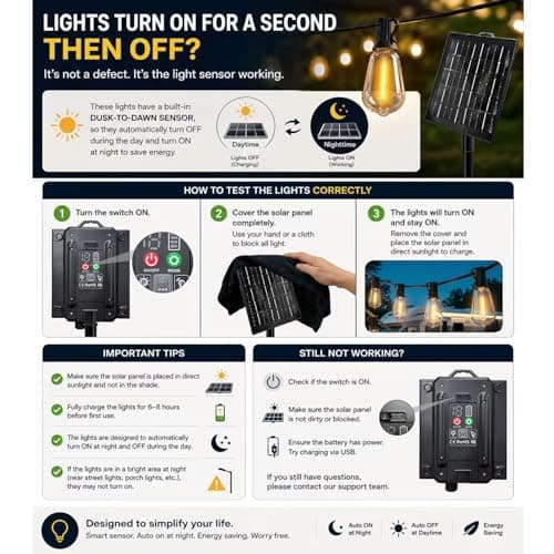 100FT Solar String Lights Outdoor Waterproof with Remote & Timer, LED Shatterproof ST38 Bulbs, USB & Solar Powered Patio Lights for Backyard, Porch, Garden, Wedding Decor, Dusk to Dawn Lighting - Thumbnail 2