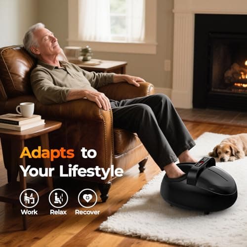 HTM Foot Massager with Heat, 5 Modes & 9-Level Intensity & 3-Speed Vibration, Shiatsu Kneading & Rolling Compression, with Remote & Portable Handle, Fits Up to Men's Size 13, Gift for Women Men - Thumbnail 5