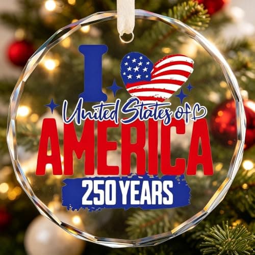United States 250th Anniversary Ornament, Glass Patriotic Eagle Christmas Ornaments, 250th Anniversary Liberty Bell Decorations, Gift for US Citizens, Patriotic Collectors-Crystal Style3 - Image 1