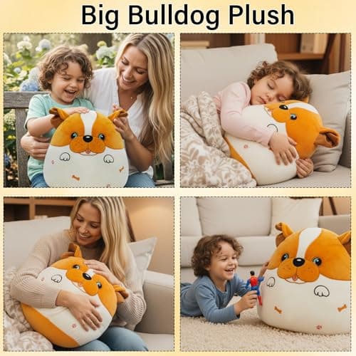 Bulldog Stuffed Animal Body Pillow - 14 Inch Large Dog Stuffed Animal Body Pillow for Adult Kids Bulldog Loved Decorative Animal Pillow Giant Pet Puppy Plush Cushion Hugging Pillow for Sofa Bed - Thumbnail 4