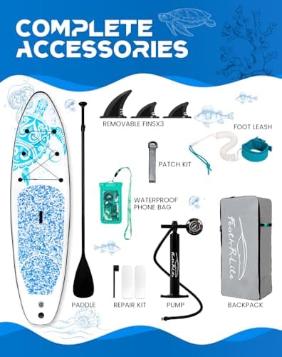 FEATH-R-LITE Inflatable Stand Up Paddle Board 10'6''x33''x6'' Ultra-Light (18.9lbs) SUP with Paddleboard Accessories,Fins,Adjustable Paddle, Pump,Backpack, Leash, Waterproof Phone Bag - Thumbnail 4