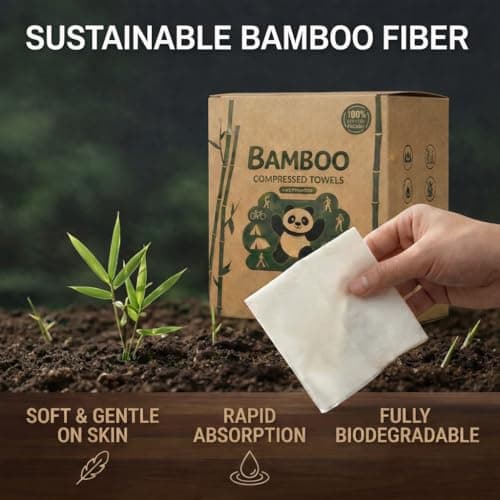 Bamboo Compressed Towels – 250-Pack, Biodegradable Toilet Paper Tablets & Portable Expandable Wipes for Travel, Camping, Backpacking & Outdoor Hygiene, White - Thumbnail 5