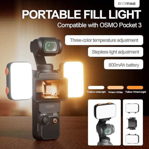 LED Fill Light for DJI OSMO Pocket 3, 800mAh Rechargeable Auxiliary LED Lighting with 6500K 3 Color Temperature and Levels Adjustable, DJI Pocket 3 Accessories Fill Light for Vlog Video Recording - Thumbnail 2