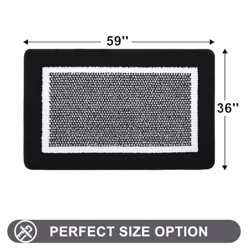 Colorxy Indoor Door Mat, Non-Slip Absorbent Resist Dirt Entrance Mat, Sturdy Low-Profile Inside Floor Carpet Mats, Washable Front Entry Doormats for Entryway, 59''x36'', Black - Thumbnail 2