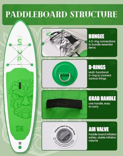 FunWater SUP Inflatable Stand Up Paddle Board 10'6×33"×6" Ultra-Light Inflatable Paddleboard with ISUP Accessories,Fins,Adjustable Paddle, Pump,Backpack - Thumbnail 3