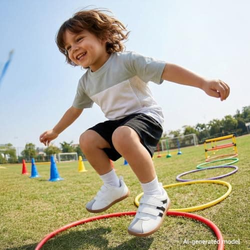 STQ KIDS Toddler Boy Shoes Wide Toe Box Barefoot Shoes Zero Drop Baby Tennis Running Shoe Lightweight Non-Slip First Walking Girls Sneakers School Classic White Black Infant Size 4 - Thumbnail 2