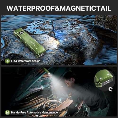 Glavoya EDC Flashlight Rechargeable,1200 Lumens Ultra Bright Flat Flashlight with 9 Modes, Portable Pocket Flash Lights with UV Light,Magnetic Flash Light for Working - Thumbnail 4